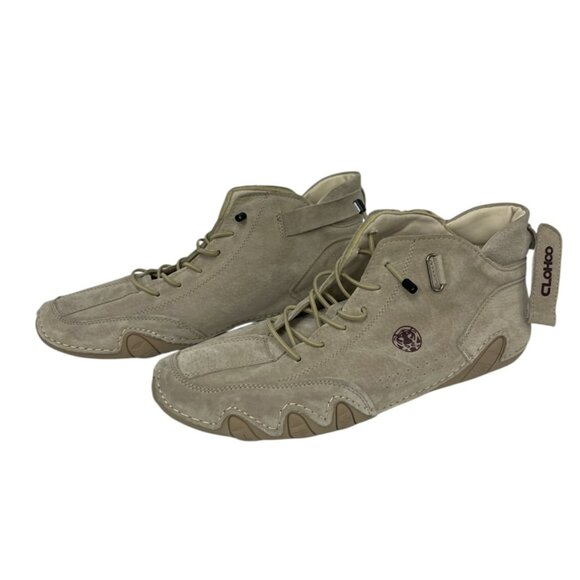 Clohoo Men’s Beige Suede Leather Lace Up Ankle Chukka Boots Size 2.5 (US 8.5) - Picture 1 of 6